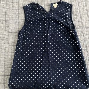 J. Crew Navy Polka Dot Lace-Trim Sleeveless Top